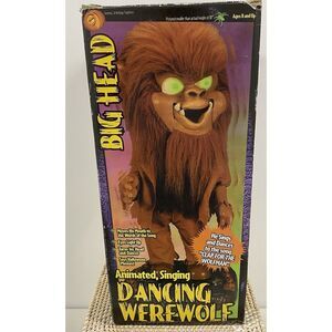 Gemmy Halloween Animated Big Head Werewolf Dancing Singing‎ Vintage Works